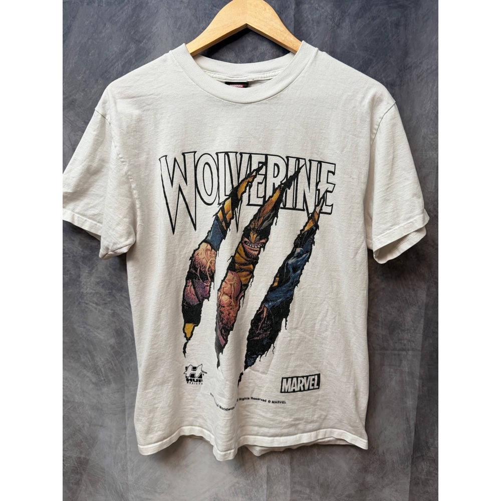 HUF x Marvel Wolverine Graphic T-Shirt Mens Medium White X-Men Streetwear Tee